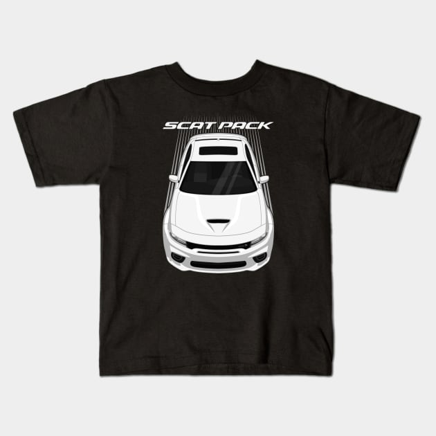 Dodge Charger Scat Pack Widebody - White Knuckle Kids T-Shirt by V8social